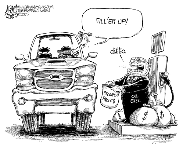 gas prices cartoon. gouging, gas prices, profits