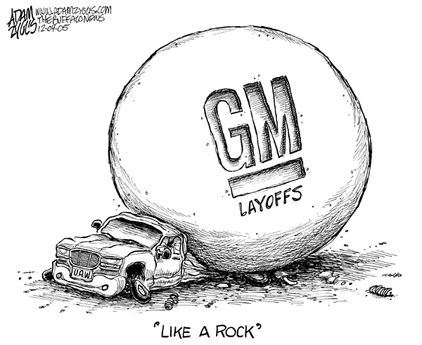 GM, layoffs, UAW, like a rock, truck