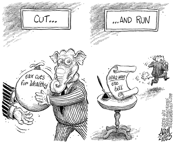 gop, cut and run, iraq war, tax cuts, deficit