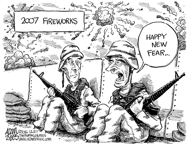 new years; iraq; fear; troops; fireworks