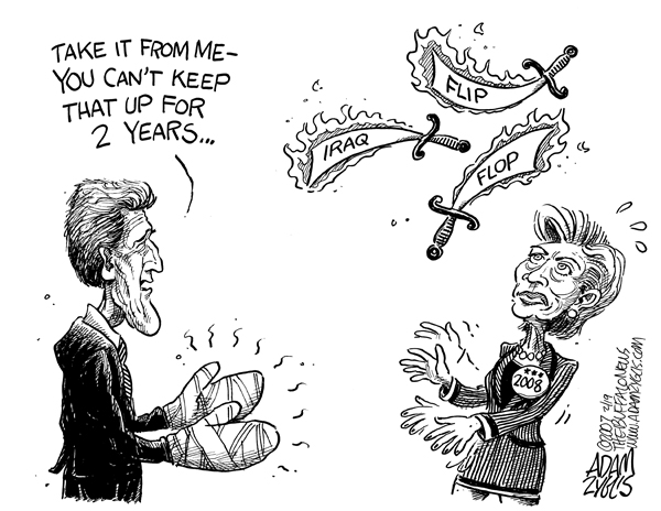 kerry; clinton; flip flop; iraq; swords