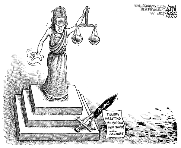 justice; sword; politics; gonzales