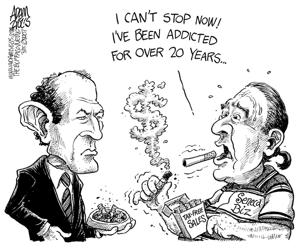 senecas; taxes; cigarettes; spitzer; albany