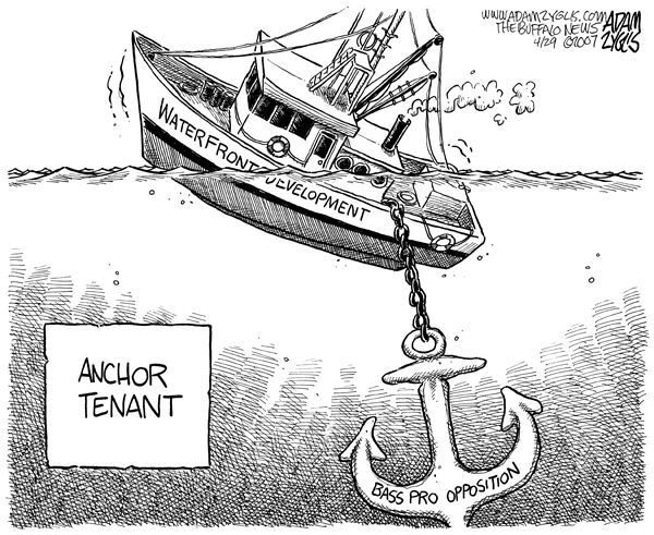 anchor tenant; bass pro; opposition; waterfront; buffalo