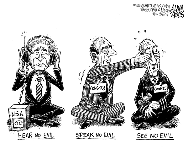 bush, hear no evil, courts, congress, nsa, wiretapping