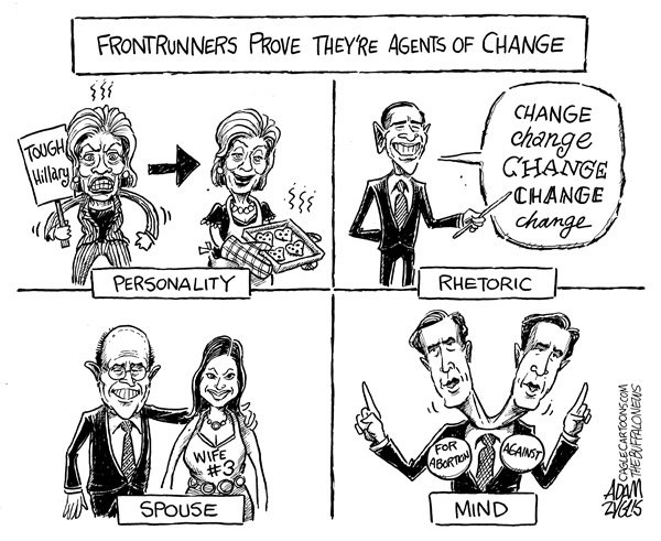 change, candidates, 2008, election, clinton, obama, giuliani, romney, frontrunners