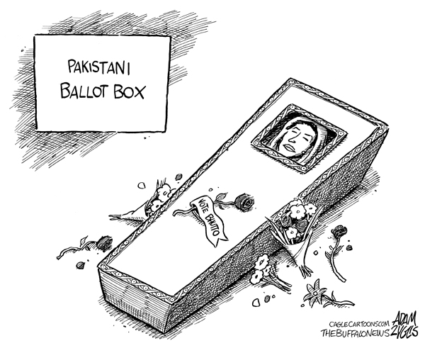 benazir bhutto, bhutto, assassination, death, ballot box, casket, coffin, vote, pakistan, elections