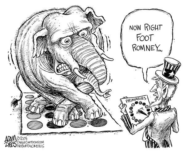 republicans, primaries, 2008, romney, twister, elephant, politics