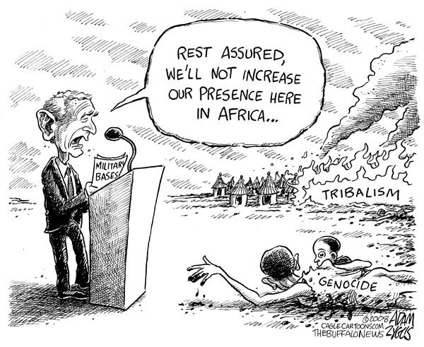 bush, africa, tribalism, genocide, us, military bases, presence