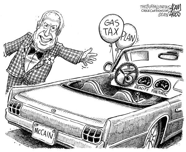 mccain, john, gas tax plan, 2008, rhetoric, politics, reality, economics