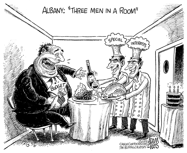 albany, three men in a room, special interests, budget, spending, deficit