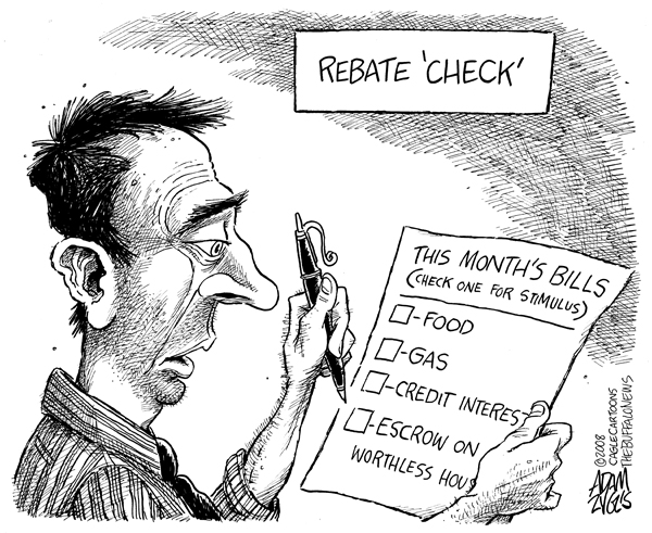 rebate check, bills, inflation, gas prices, oil, food prices, credit, debt, housing, crisis, stimulus