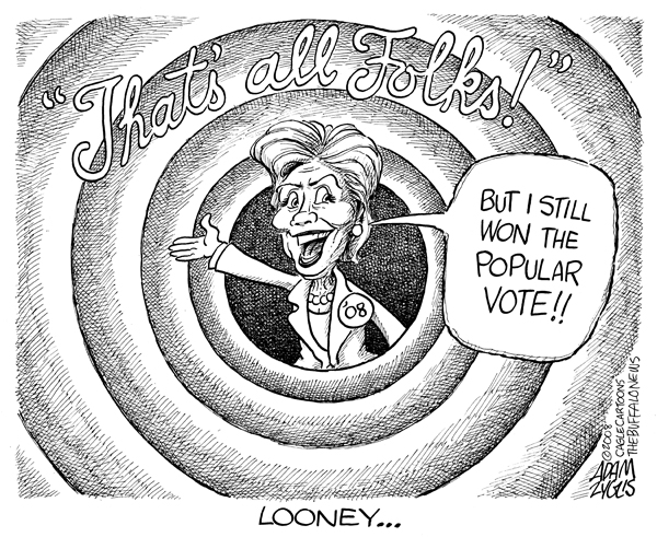 hillary, clinton, hillary clinton, campaign, democratic, primaries, exit, that's all folks, looney, popular vote