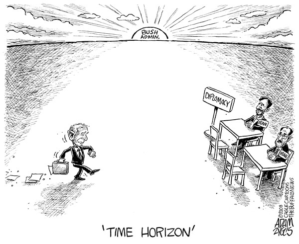 bush, time horizon, iraq, iran, diplomacy, war, time, administration, lame duck