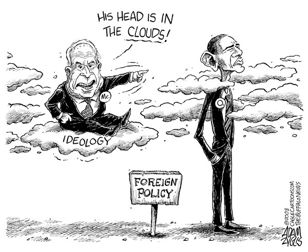 obama, barack, john, mccain, foreign policy, iraq, in the clouds, ideology, presidential campaign