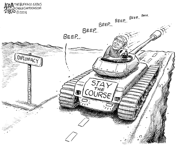 bush, diplomacy, iraq, stay the course, tank, reversing, war