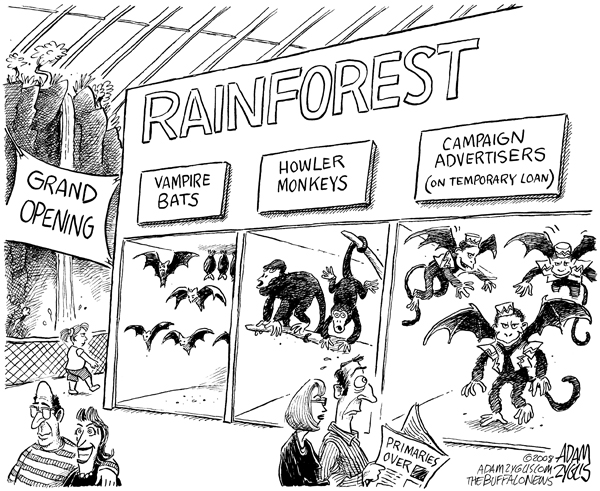 rainforest, exhibit, buffalo zoo, primaries, advertising, flying monkeys, dirty, attacks, lies, smears