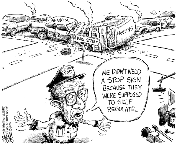 greenspan, fed, testifying, stop sign, self regulate, regulation, wall street, crash, recession, economy