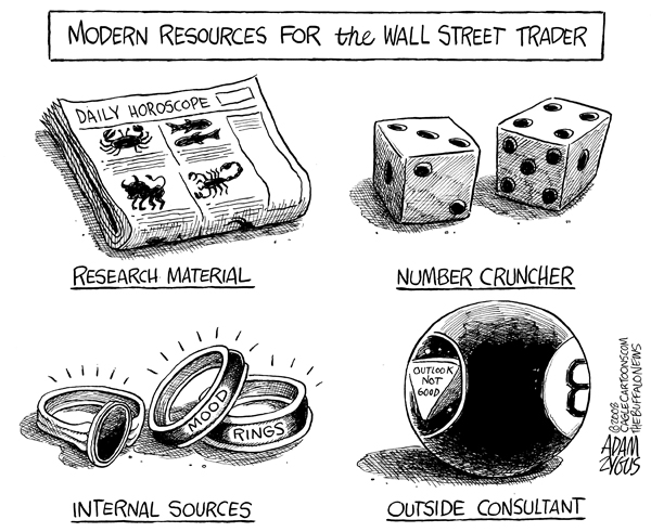 wall street, trader, stock market, magic eight ball, horoscope, crash, dow, nyse, recession, economy, credit crunch